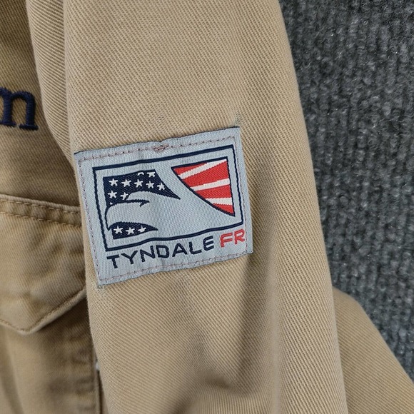 Tyndale Men's Flame Resistant Novinium Button Down Shirt Tan Size XL Long Sleeve - Picture 6 of 16